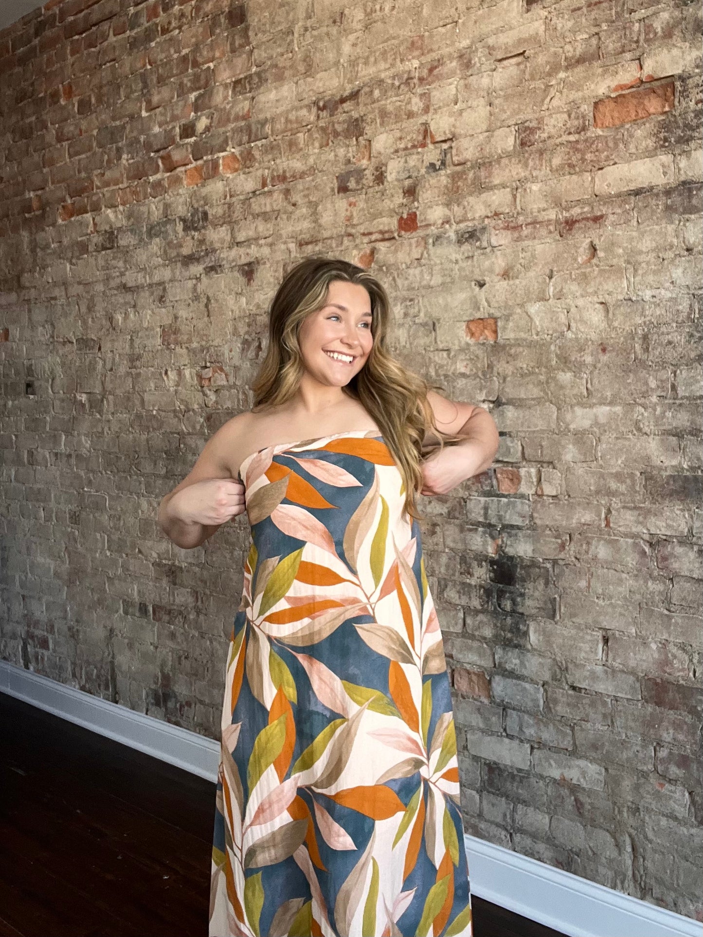 Abstract Strapless Dress