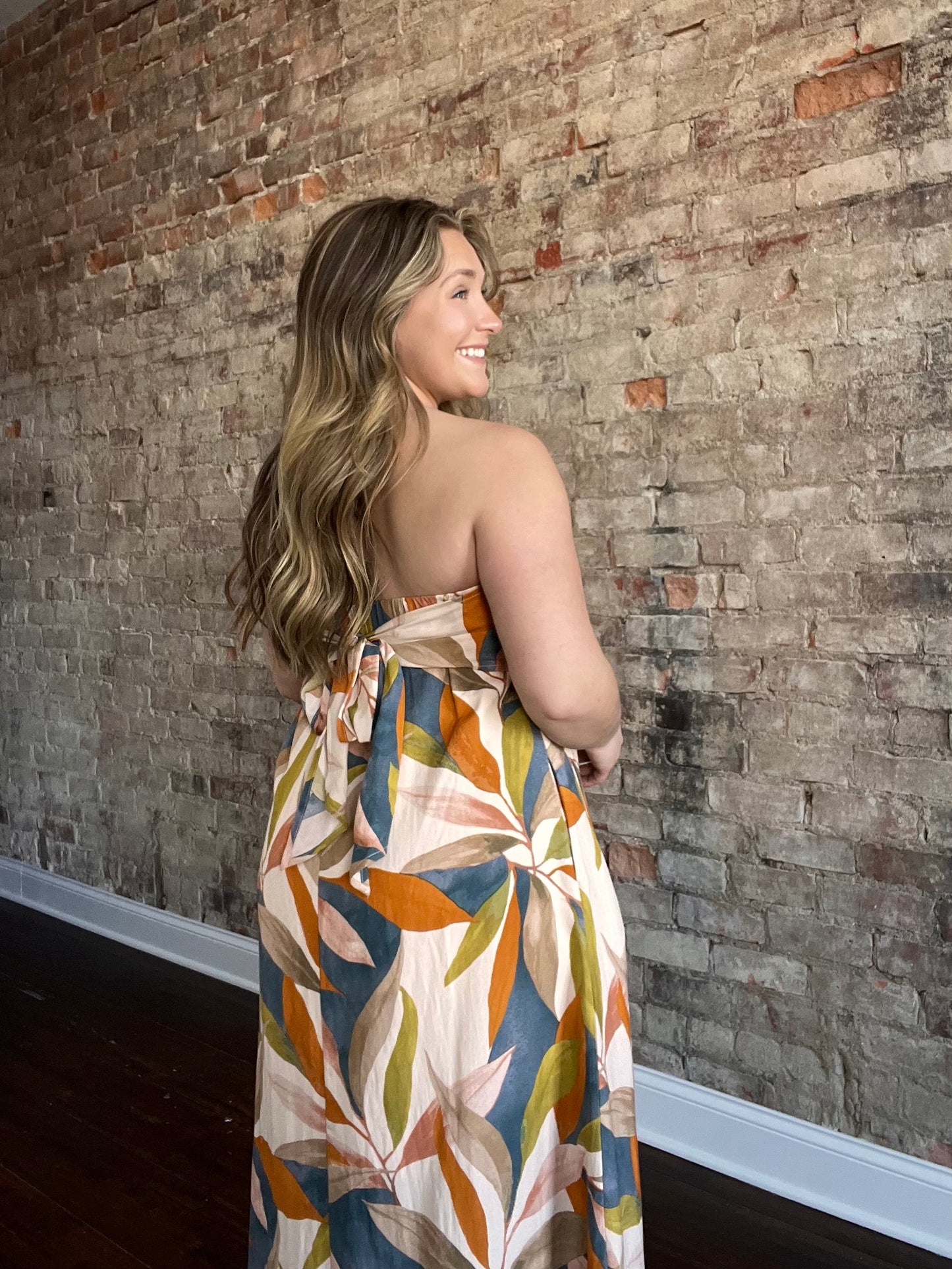 Abstract Strapless Dress