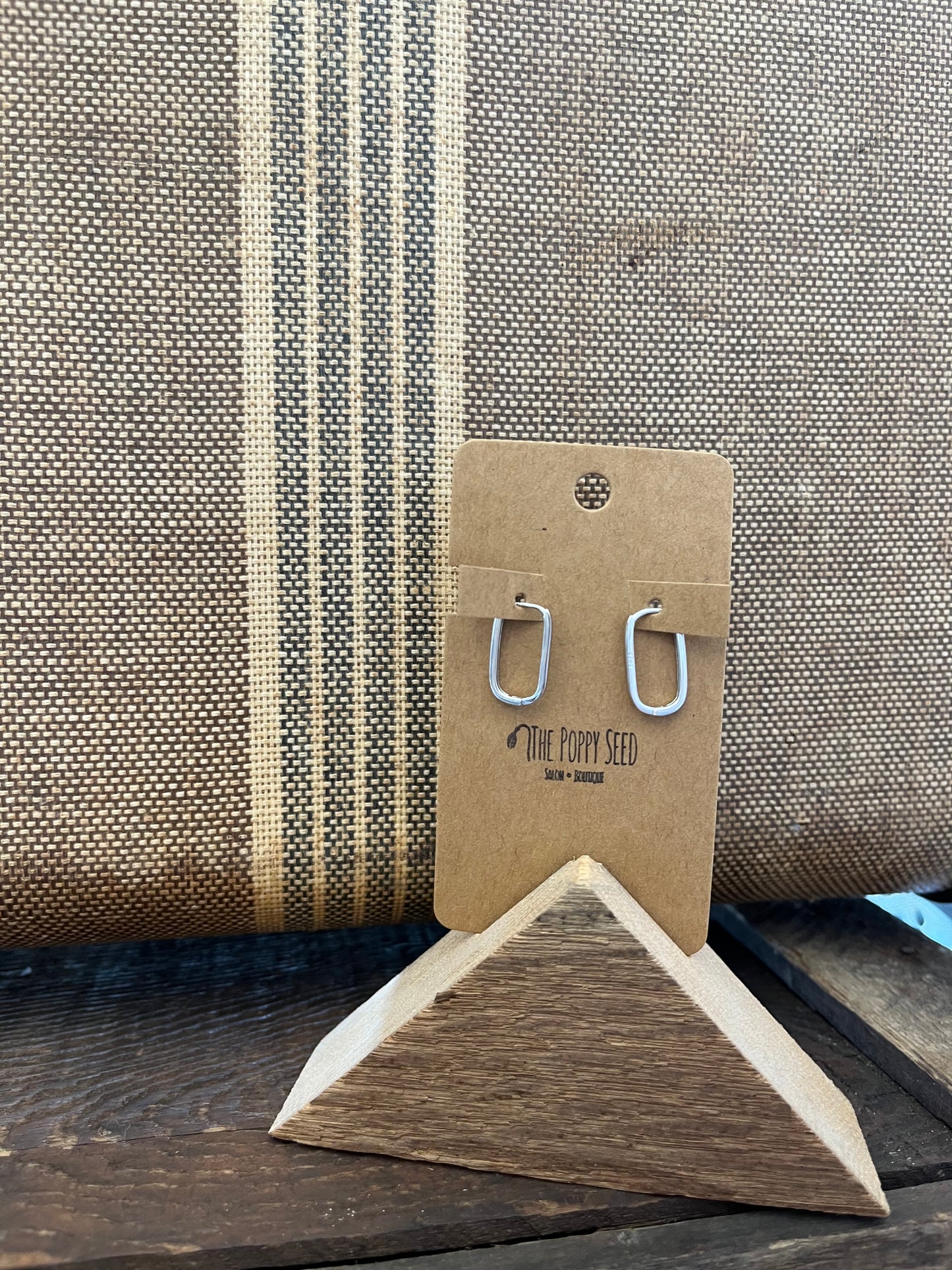 Paper Clip Silver Hoops