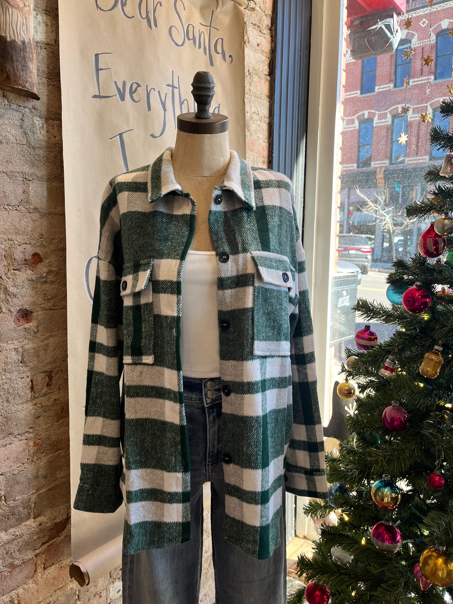 Green Flannel Shacket