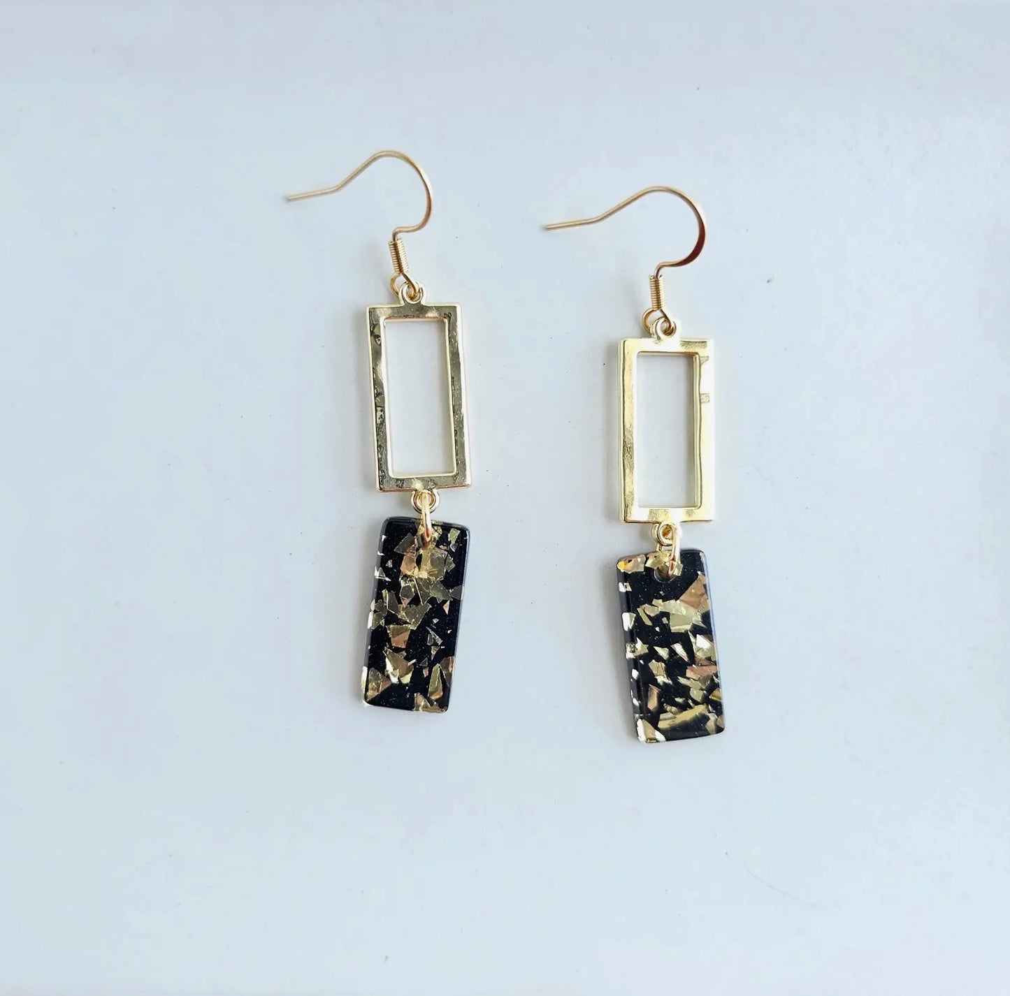 Raya Earrings - Black Gold Flake