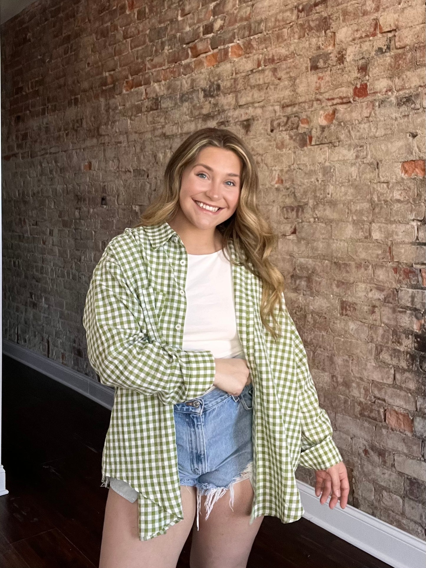 Plaid Button Top