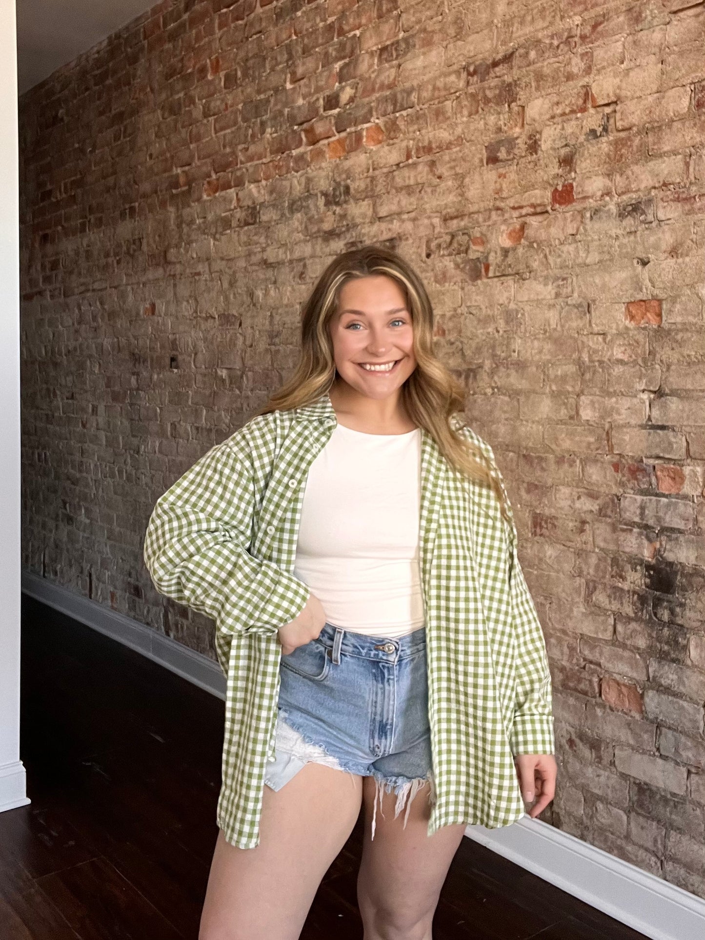 Plaid Button Top