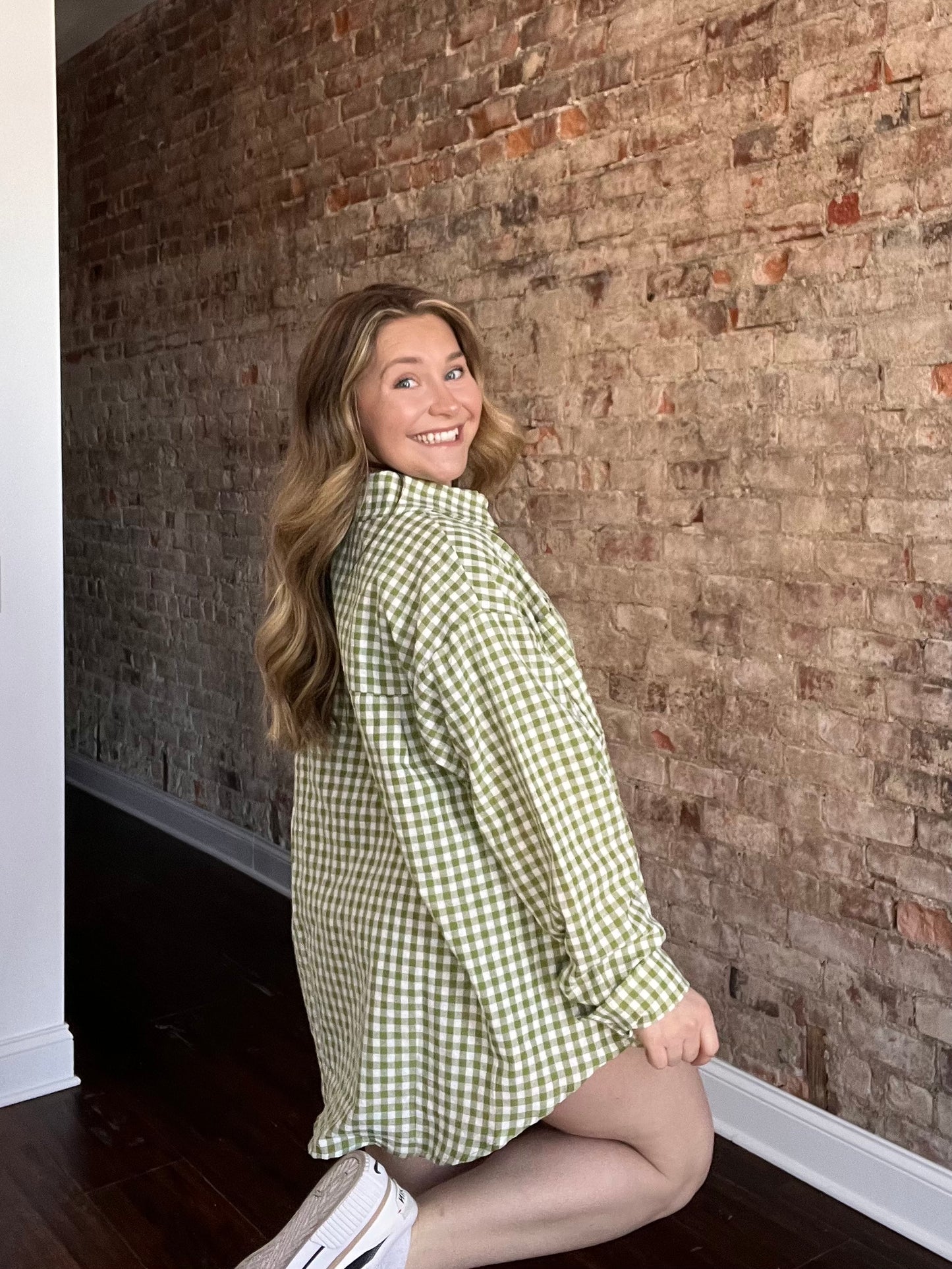 Plaid Button Top