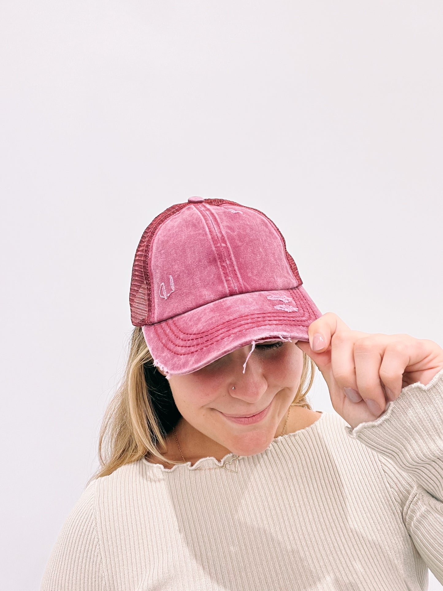 C.C. Distressed Ponytail Cap