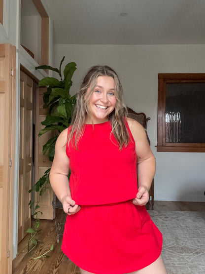 Red Sleeveless Knit Top