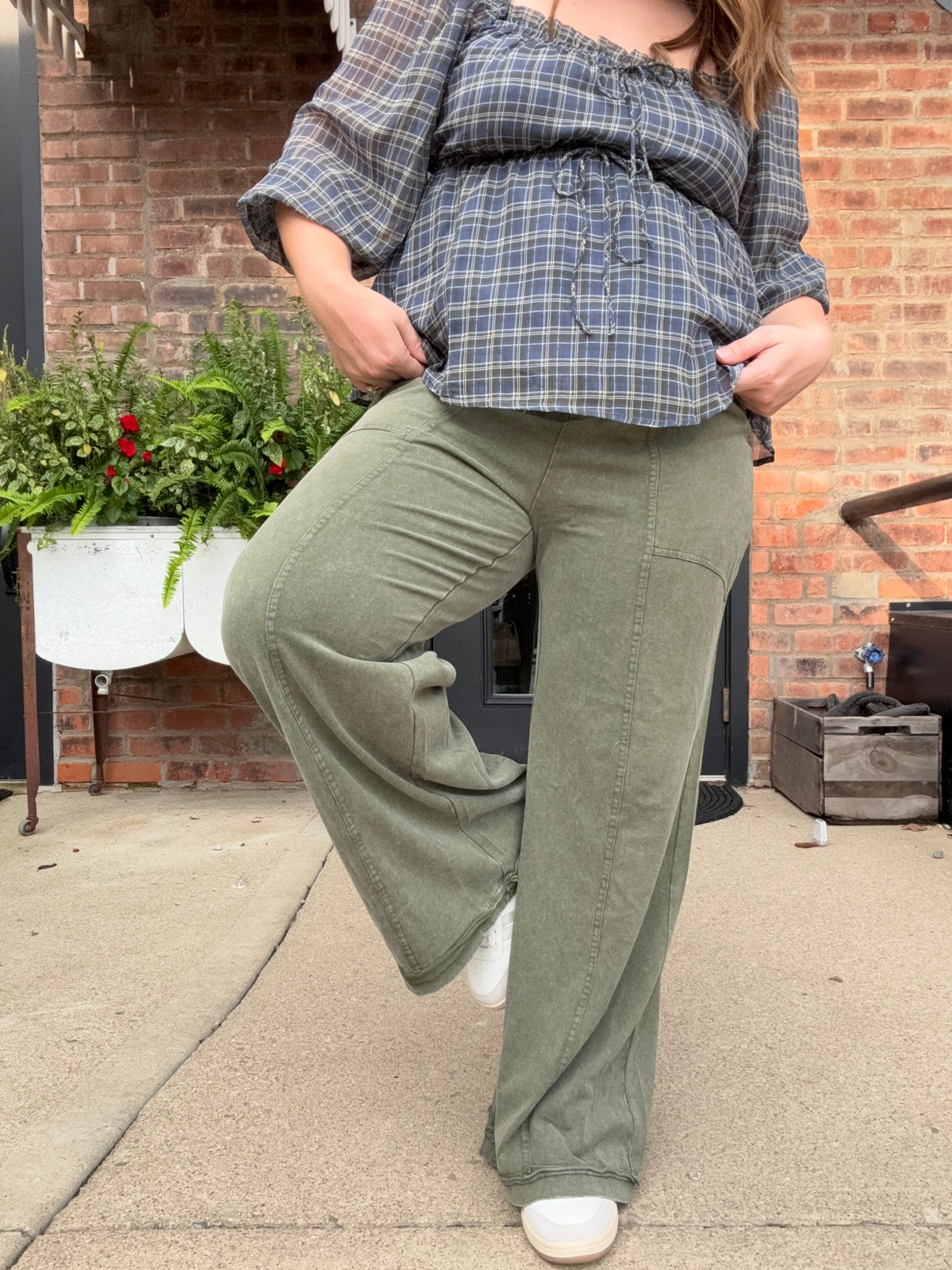 Mineral Wash Flare Pants