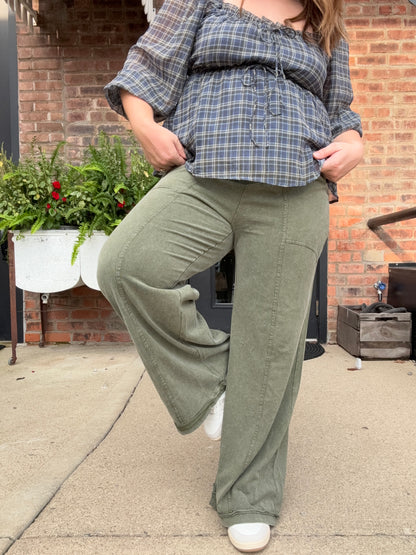 Mineral Wash Flare Pants
