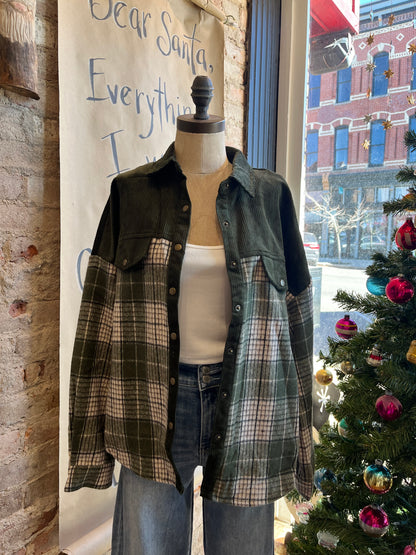 Green Snap Button Shacket