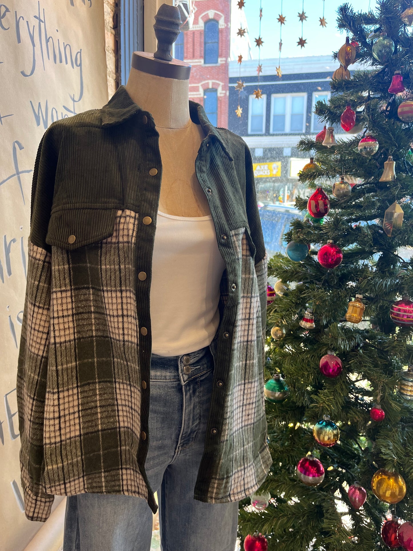 Green Snap Button Shacket