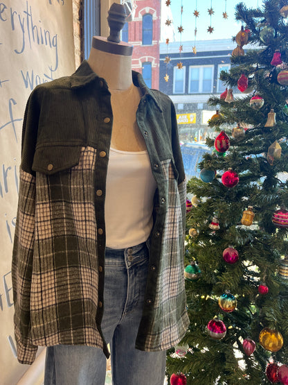 Green Snap Button Shacket