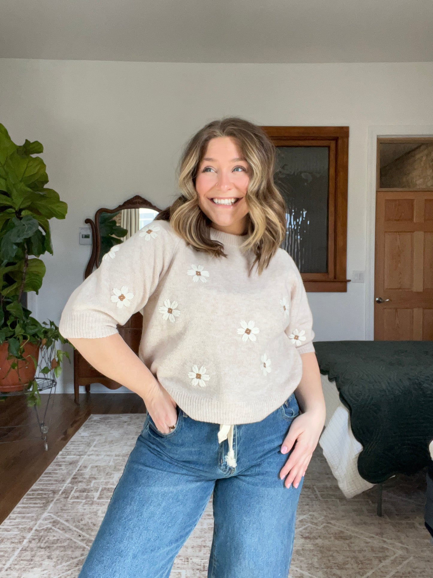 Embroidered Flowers Top