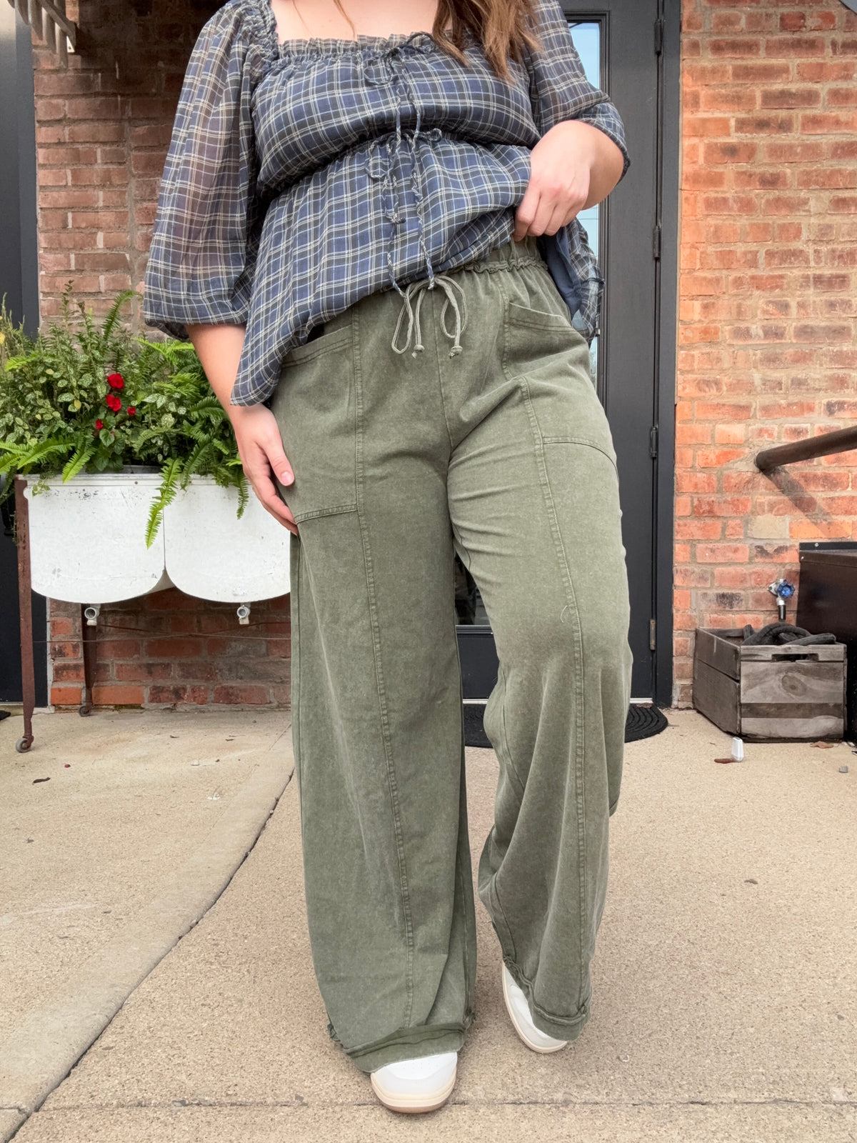 Mineral Wash Flare Pants