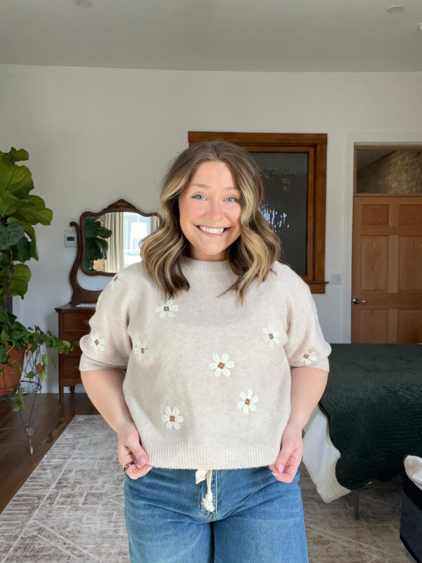 Embroidered Flowers Top