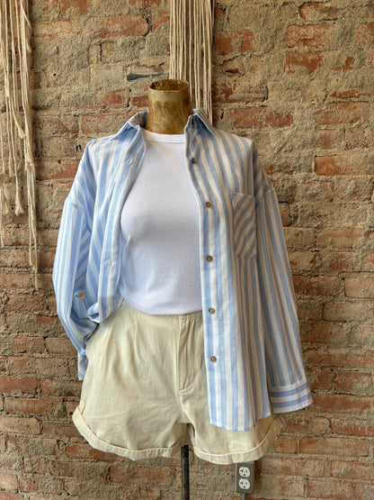Cream Pleated Shorts