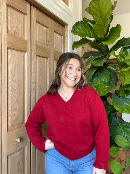 Red V-Neck Sweater