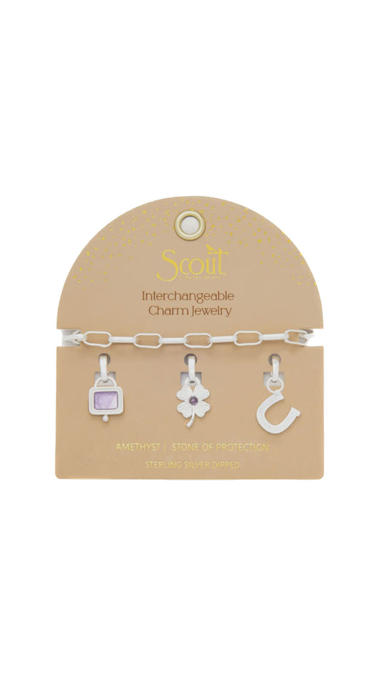 Interchangeable Charm Bracelet- Amethyst