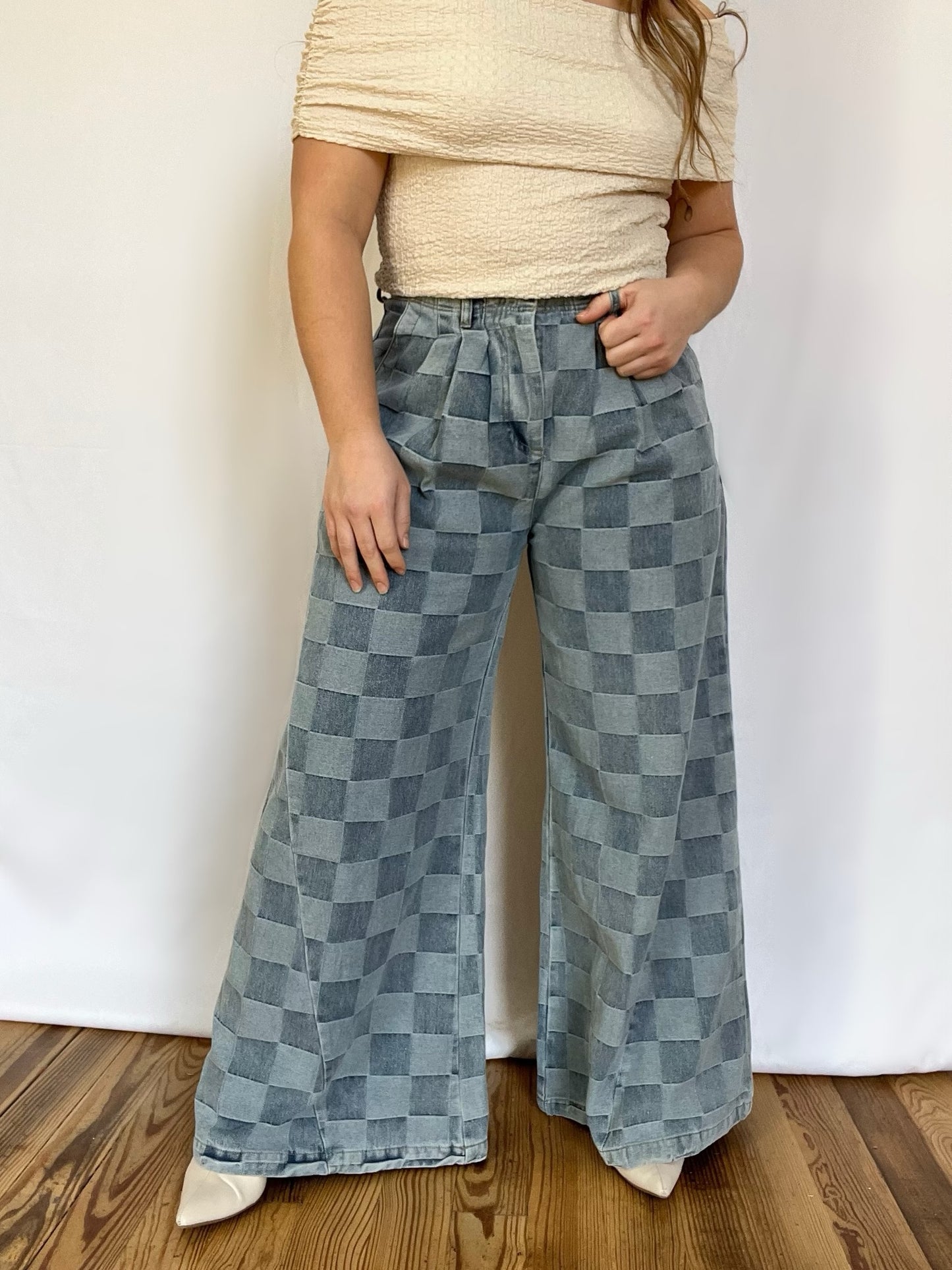 Checkered Denim Jean