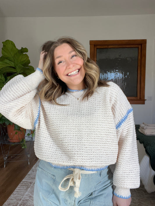 Blue Trim Sweater