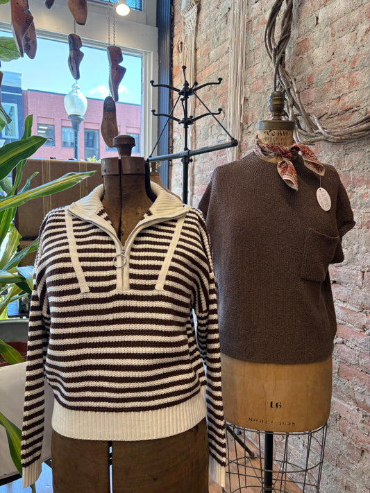 Classic Striped Quarter Zip Top