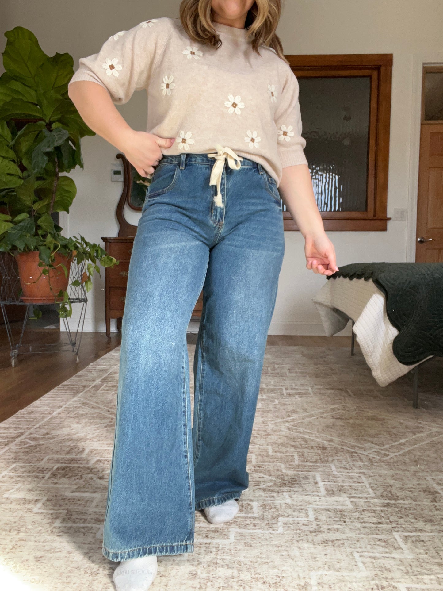 Drawstring Waist Jeans