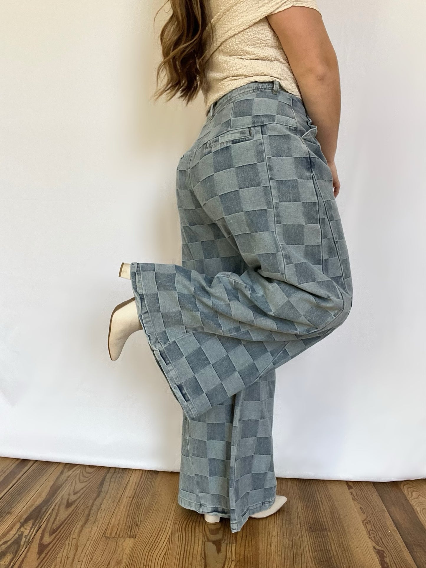 Checkered Denim Jean