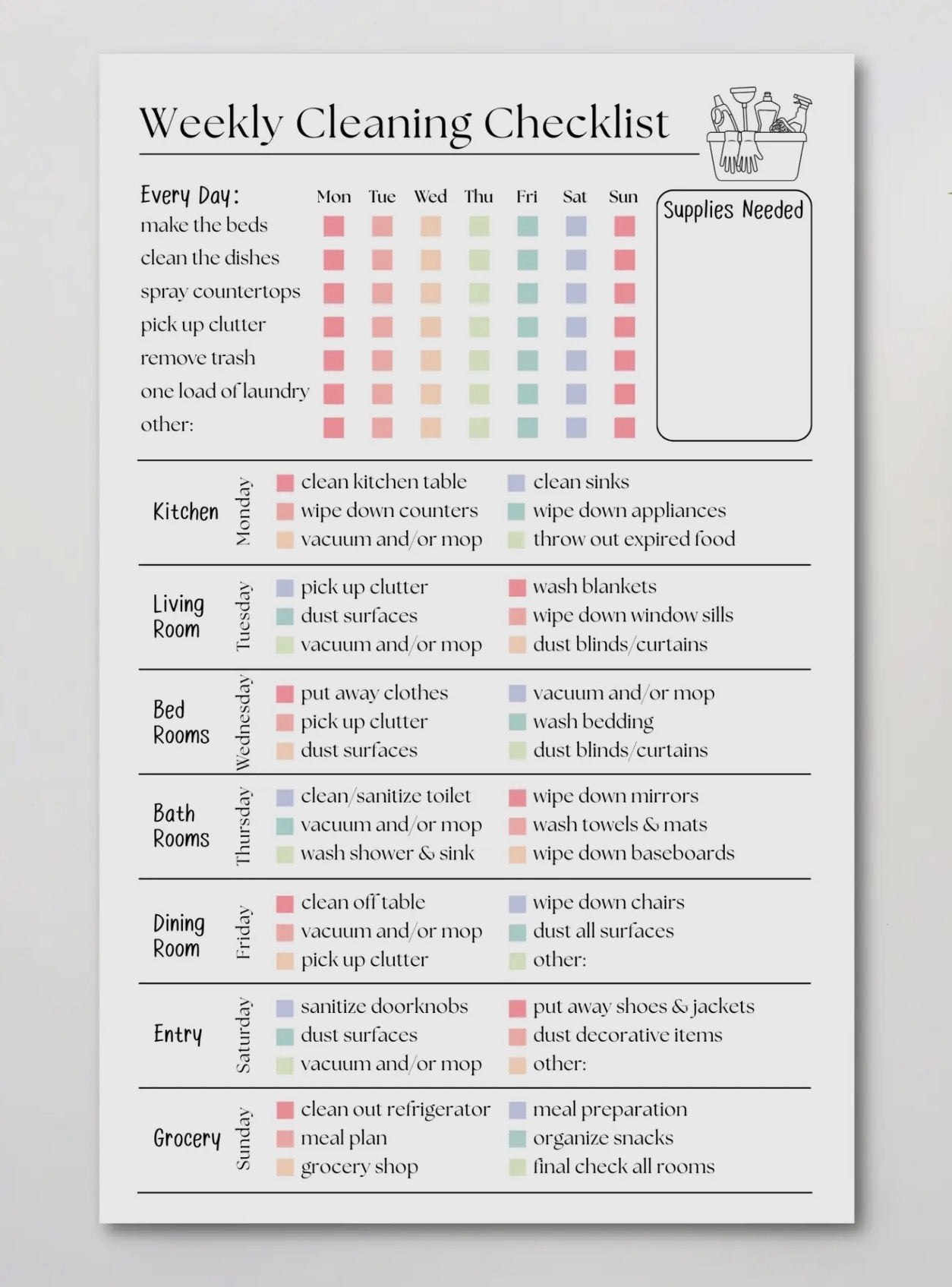 Weekly Cleaning Checklist