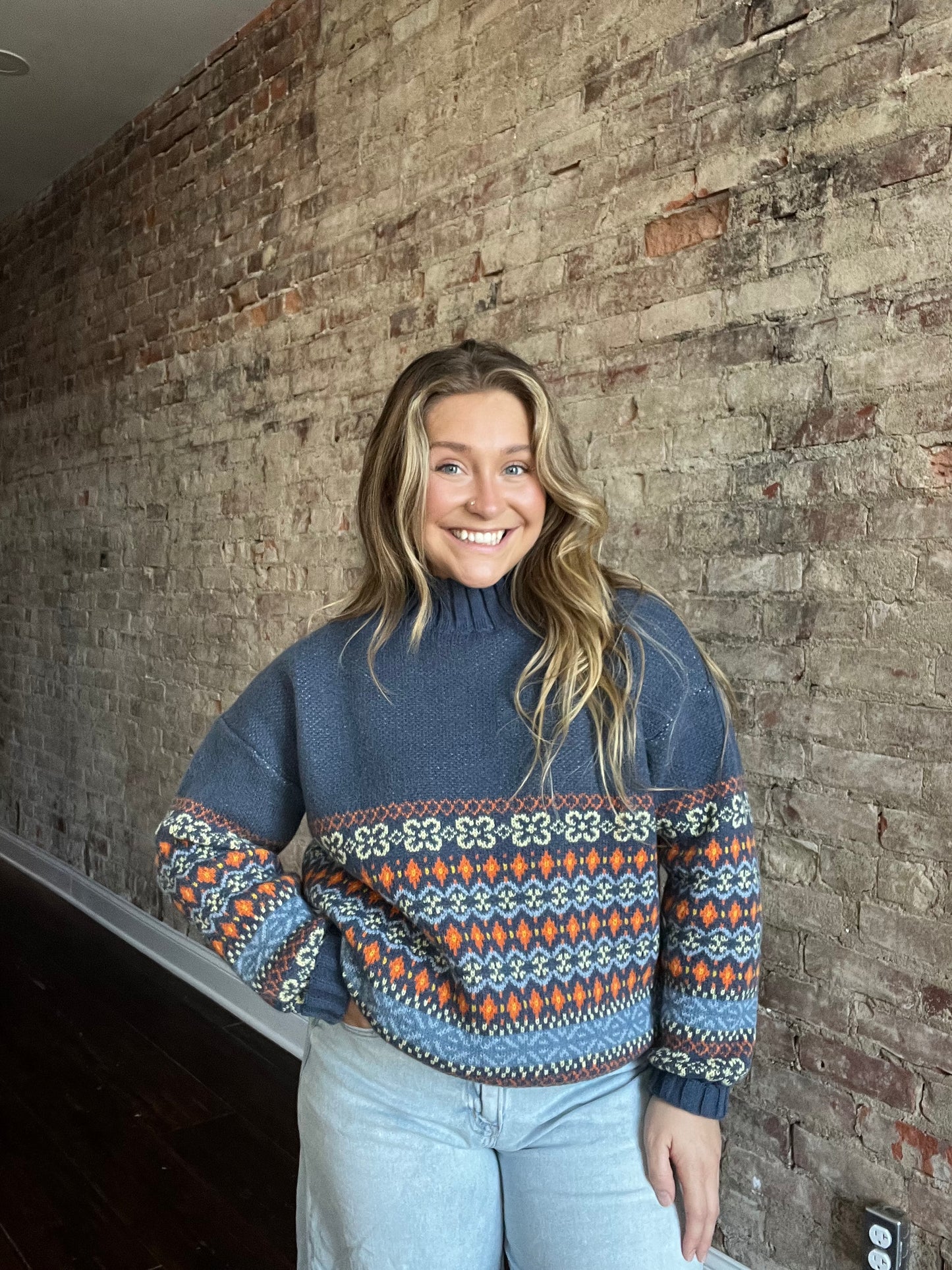 Navy Combo Sweater
