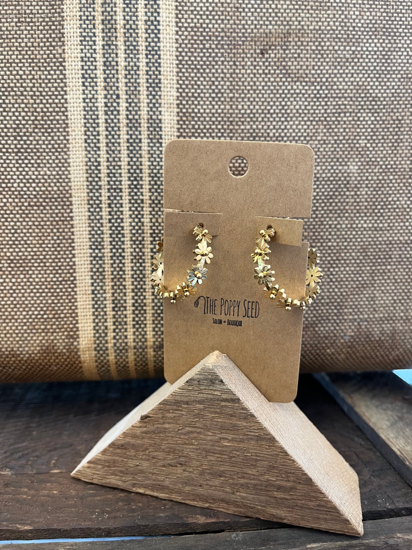 Gold Daisy Hoops