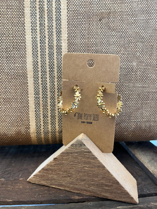 Gold Daisy Hoops