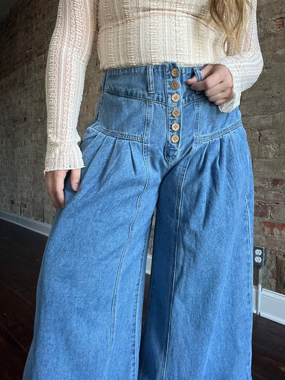 Flare Button Jeans