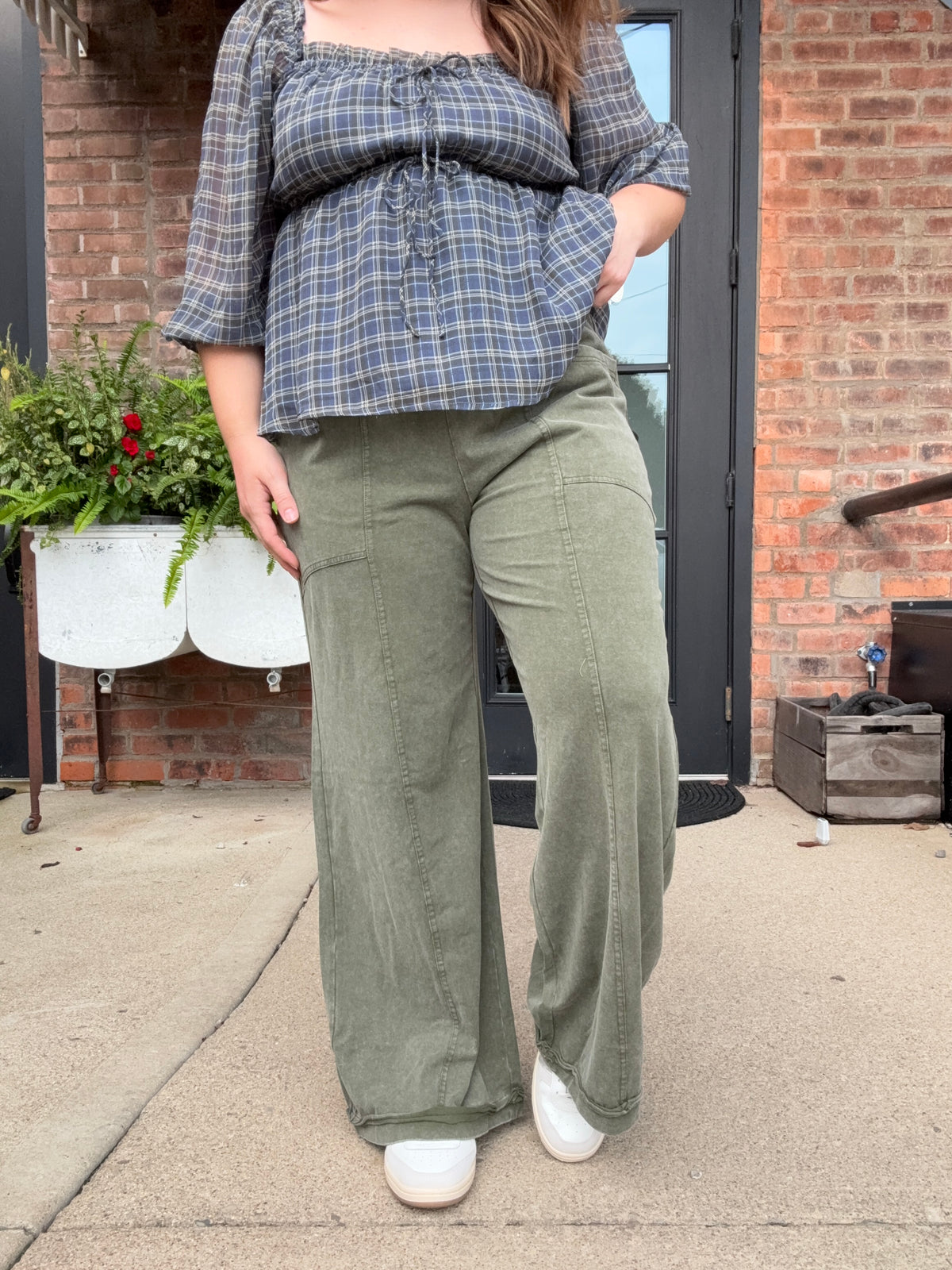 Mineral Wash Flare Pants