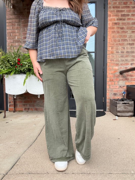 Mineral Wash Flare Pants