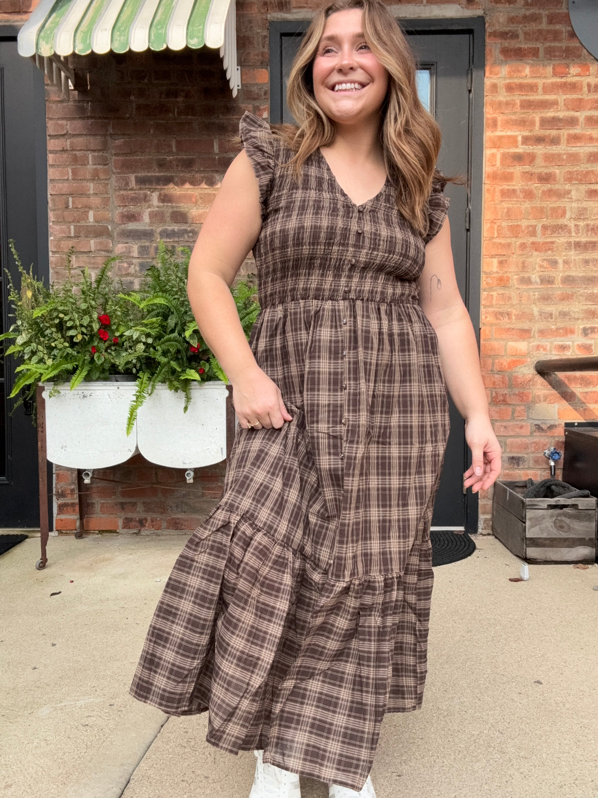 V-Neck Button Down Dress
