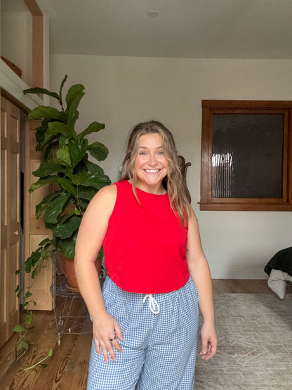 Red Sleeveless Knit Top