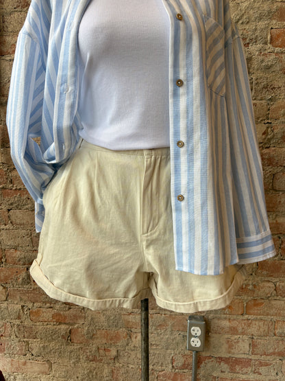 Cream Pleated Shorts