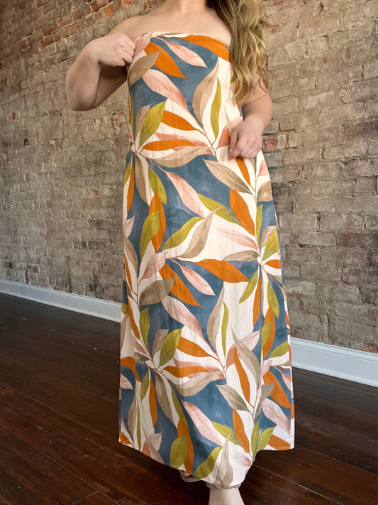 Abstract Strapless Dress