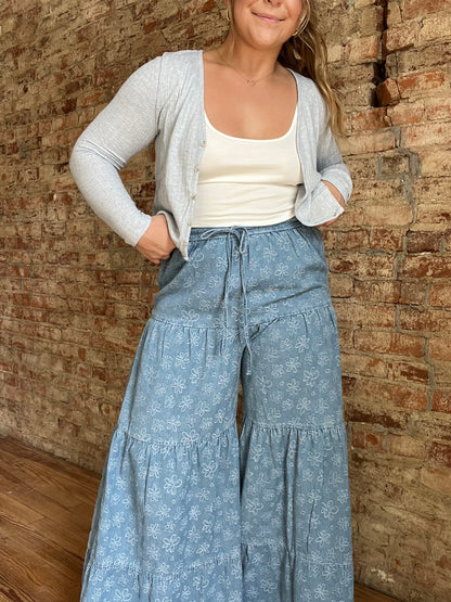 Layered Floral Flare Jeans