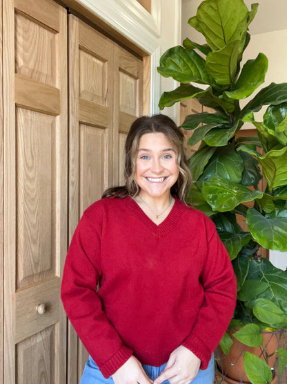 Red V-Neck Sweater
