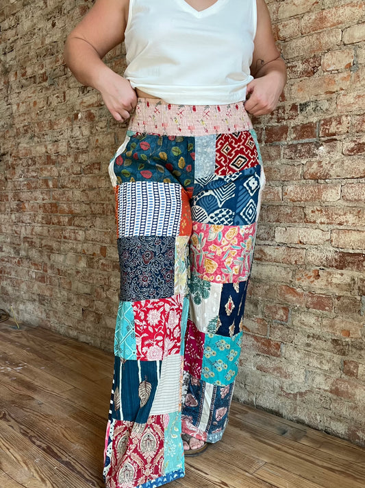 Patchwork Cotton Pants