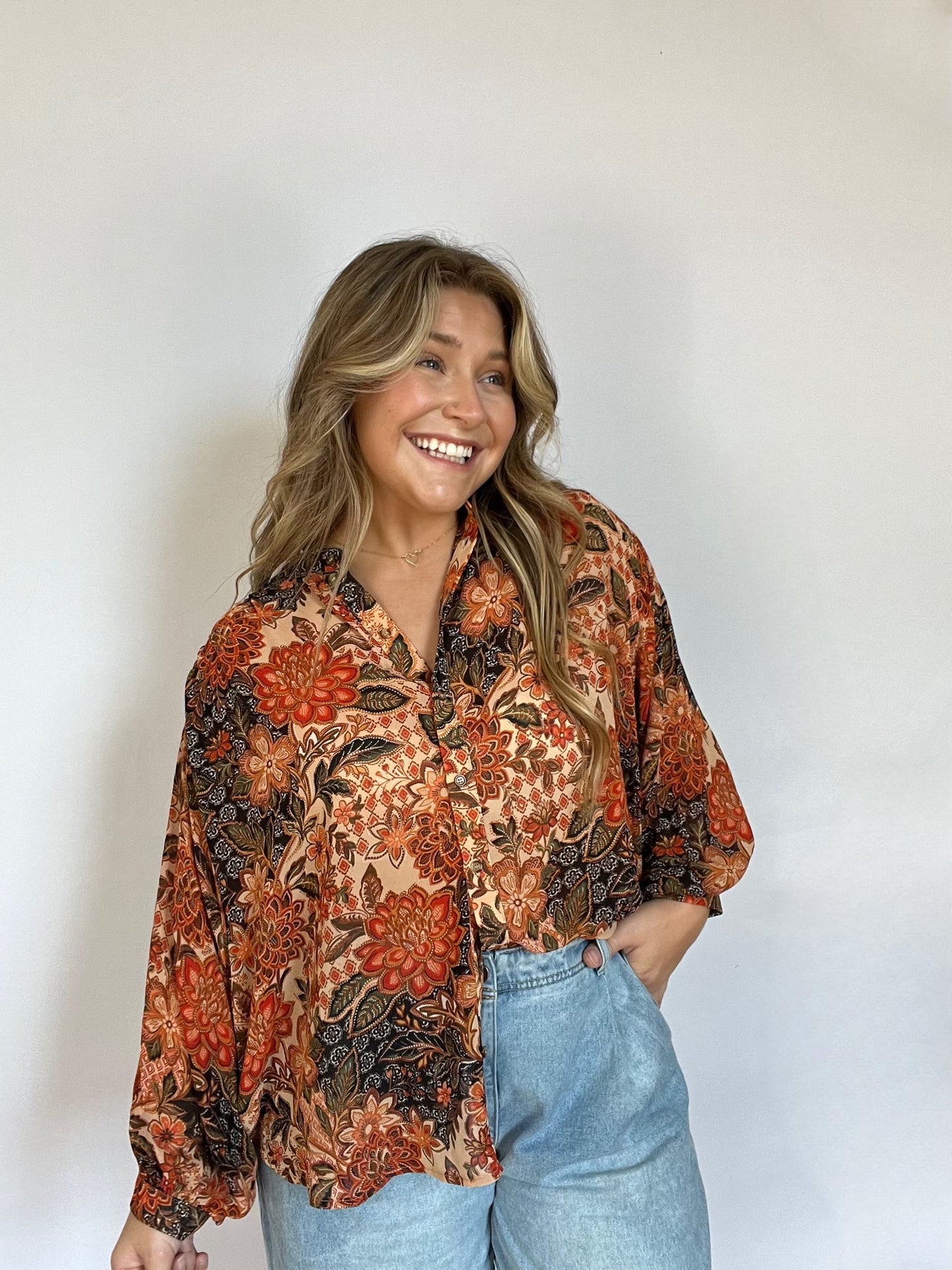 Fall Floral Blouse