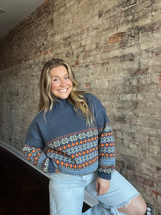 Navy Combo Sweater