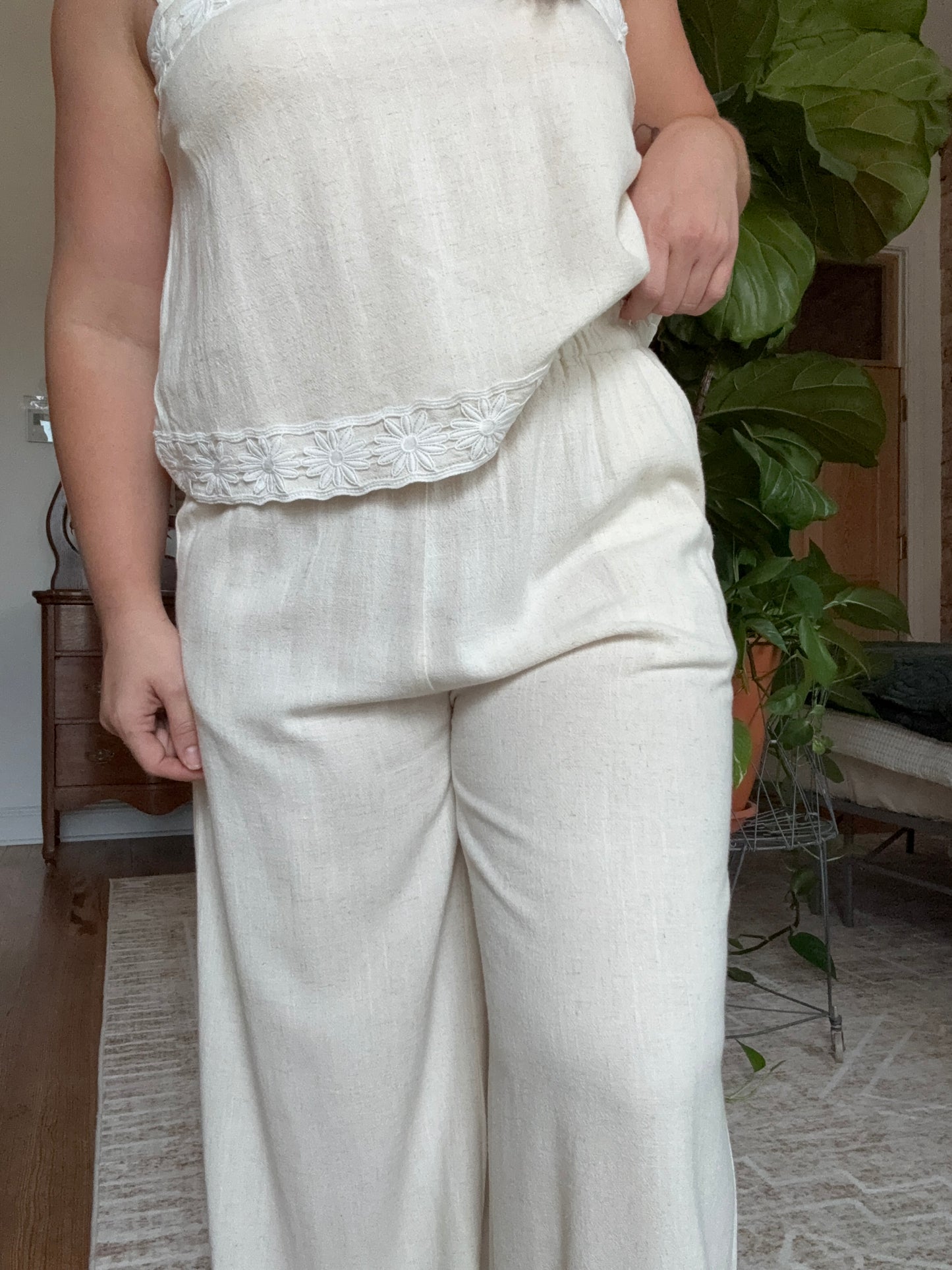Flower Embroidered Pants