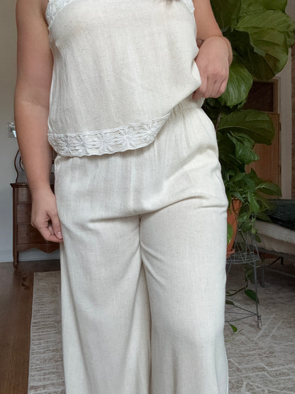Flower Embroidered Pants