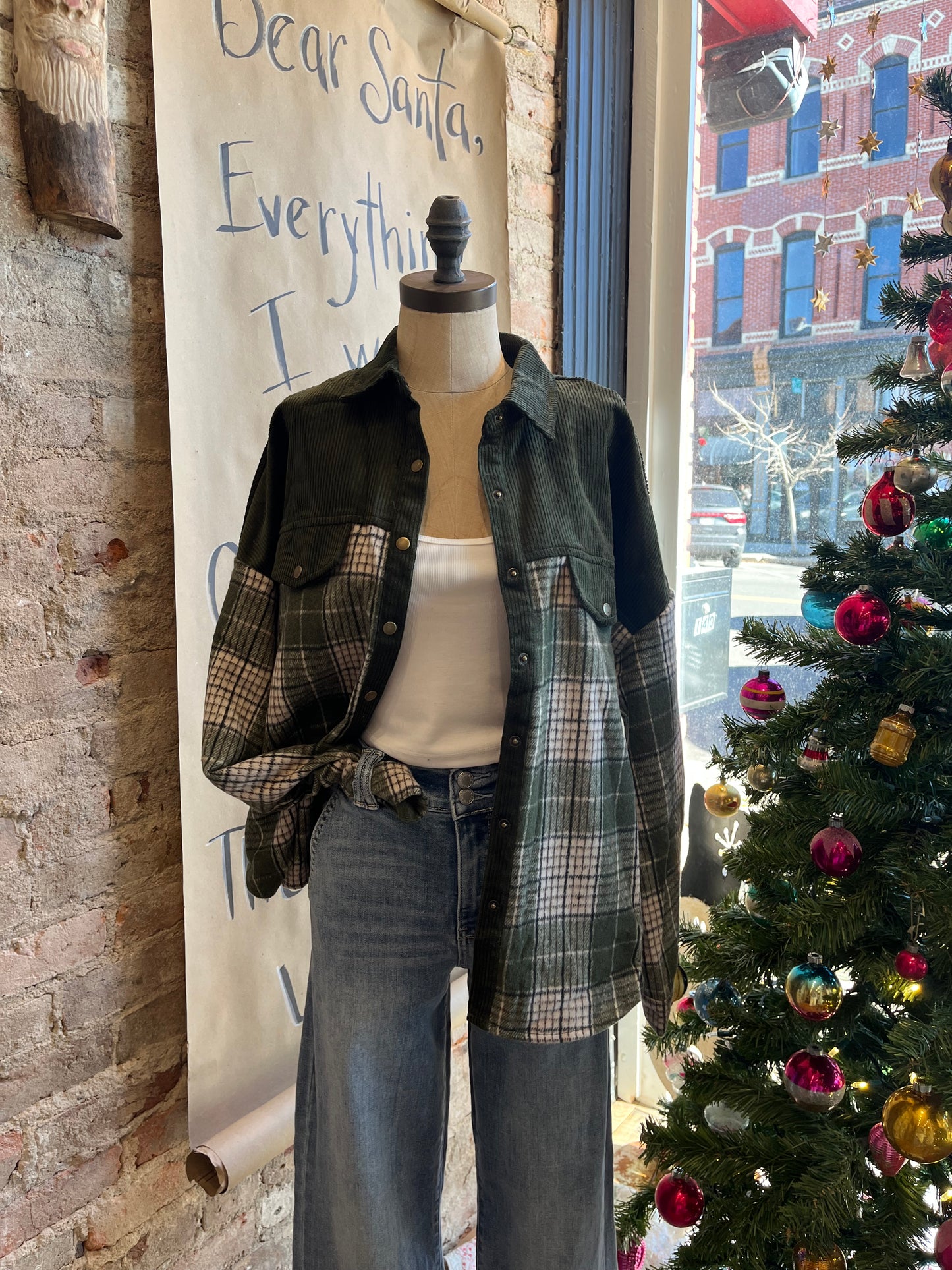 Green Snap Button Shacket