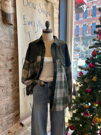 Green Snap Button Shacket