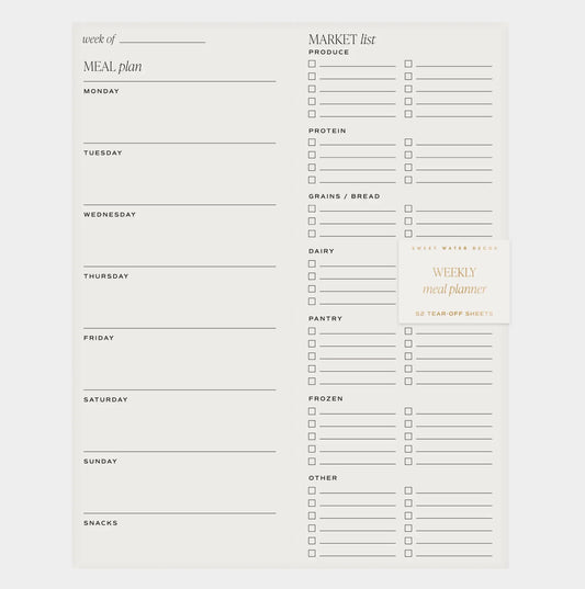 Weekly Meal Plan and Market List Notepad