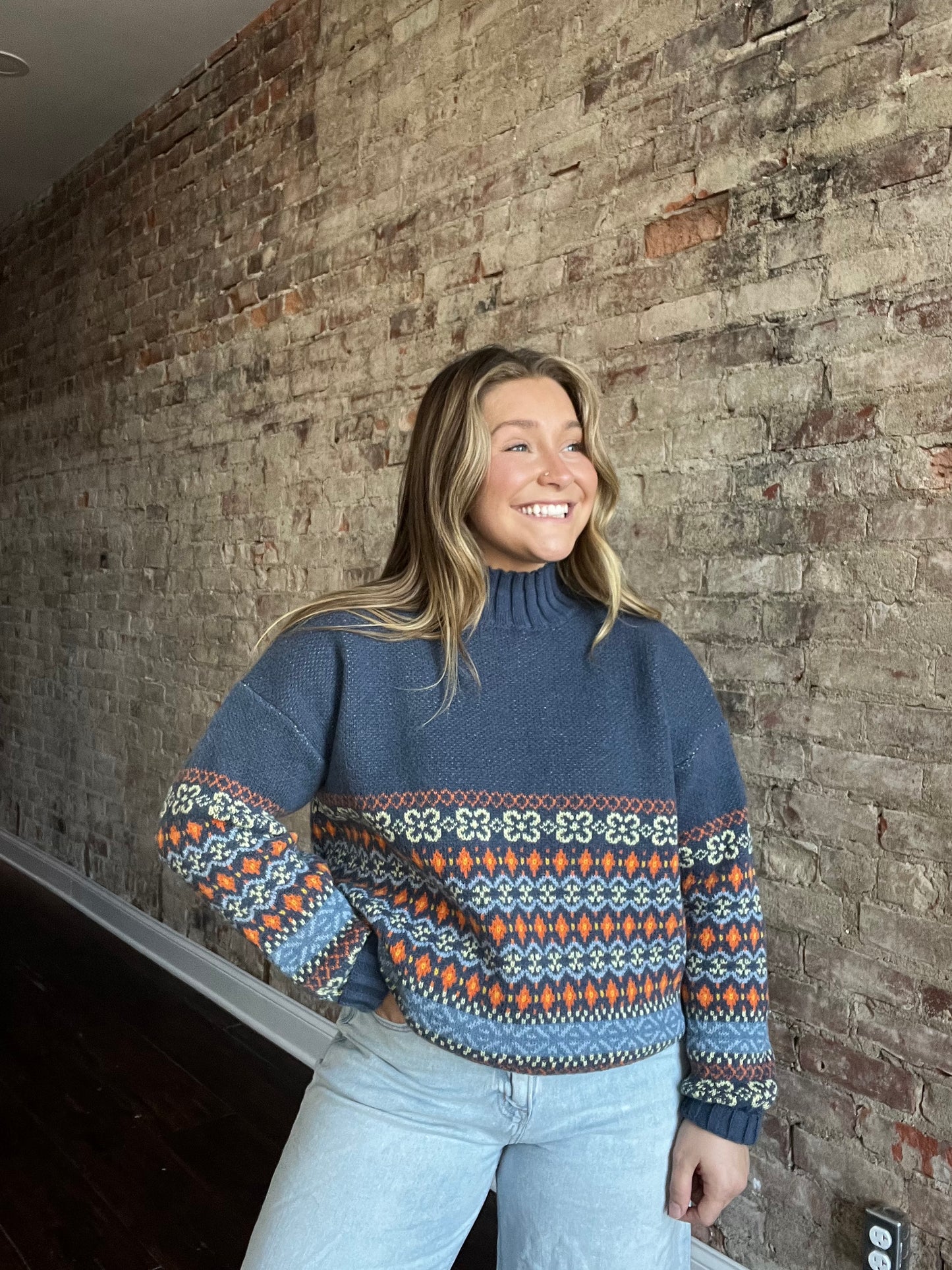 Navy Combo Sweater