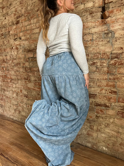 Layered Floral Flare Jeans