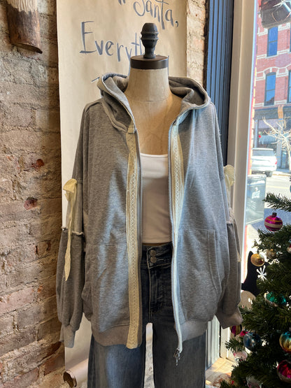 Bow Zip Up Hoodie